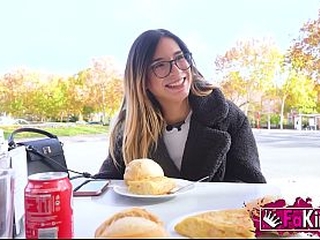 She'_s such a slut she needs two cocks. Megan Love, nerd influencer manhandled on FAKings